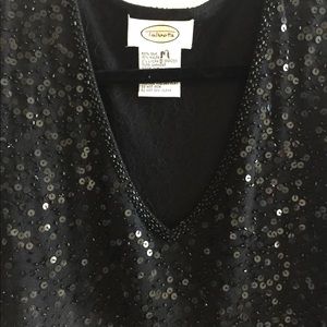 TALBOTS Black Sequins Sleeveless Dressy Top